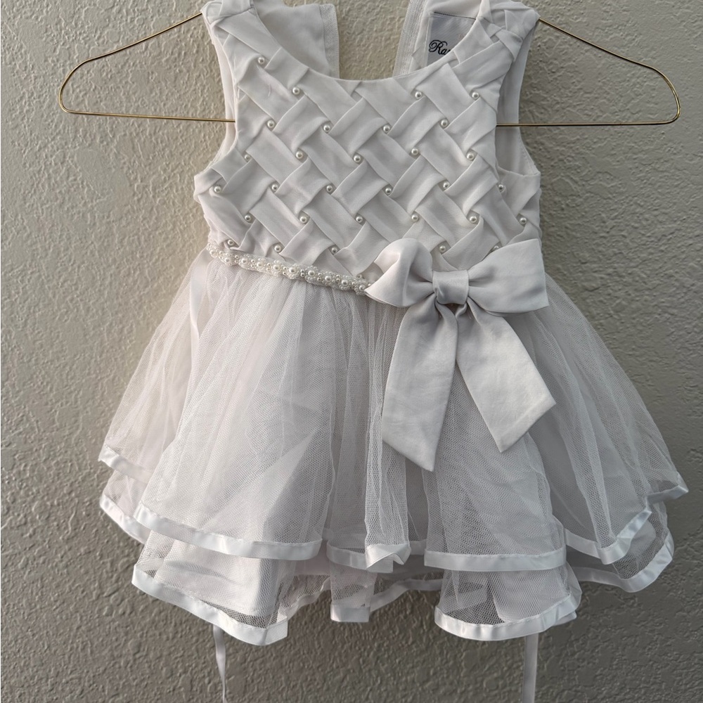 Rare Editions White Dress with Ruffle Details